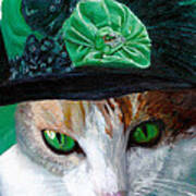 Lady Little Girl Cats In Hats Art Print