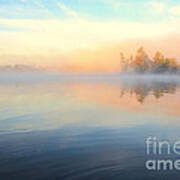 Lake In Misty Morning Art Print