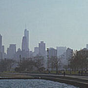 Lakefront Skyline At Misty Morning Art Print