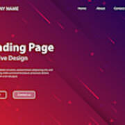 Landing Page Template - Abstract Design With Geometric Shapes - Trendy Red Gradient Art Print