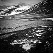 Landscape North Iceland Black And White Art Print