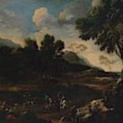 Landscape With A Battle Between Two Rams Art Print