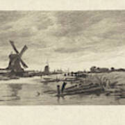 Landscape With Windmills Along A Canal, Willem Steelink Ii Art Print