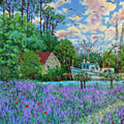 Lavender Field Next To The Creek Art Print