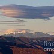 Lenticular Cloud Hovers Over The San Francisco Peaks Of Flagstaff Arizona Art Print