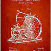 Leonard Steam Engine Patent Drawing From 1889- Red Art Print