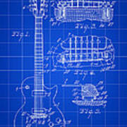 Les Paul Guitar Patent 1953 - Blue Art Print