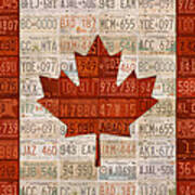 License Plate Art Flag Of Canada Art Print