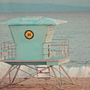 Lifeguard Station Blue And Pink At Santa Cruz Beach Boardwalk -- Art Print