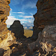 Light And Shadows At Rock Cut Formation Art Print