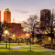 Lighted Walkway To The Tulsa Oklahoma Skyline Art Print