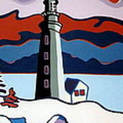 Lighthouse Red Sky Art Print