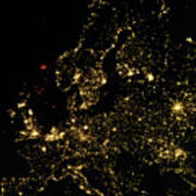 Lights Of Europe At Night Seen From Space Art Print