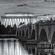 Lincoln Memorial And Arlington Memorial Bridge At Dawn Ii Art Print