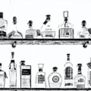 Liquor Bottles - Black And White Art Print