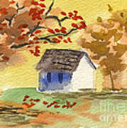 Little Cottage In Autumn Art Print