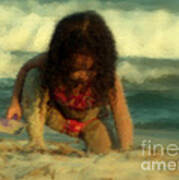 Little Girl At The Beach Art Print