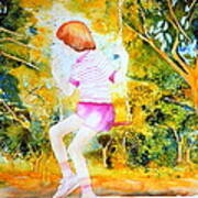 Little Girl On The Park Swing Westmount Quebec City Scene Montreal Art Art Print