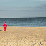 Little Santa On The Beach Art Print