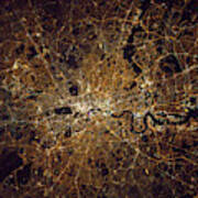 London At Night, Satellite Image Art Print