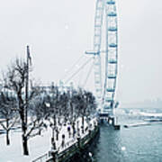 London Eye And Southbank In Snow Art Print