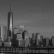 Lower Manhattan Skyline Bw Art Print