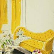 Madame Luce On A Yellow Sofa Art Print