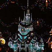 Magic Kingdom Xmas Castle In Frosty Light Blue Art Print