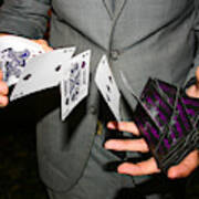 Magician Illusionist Performing Card Trick Art Print