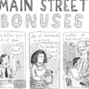 Main Street Bonuses  -  Three People Receive Five Art Print