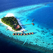 Maldivian Resort. Aerial Journey Over Maldives Art Print