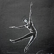 Male Dancer In White Lines On Black Art Print