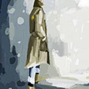 Man In A Trench Coat Fashion Illustration Art Print Art Print