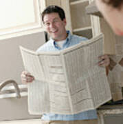 Man Reading Newspaper Art Print