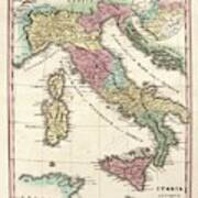 Map Of Ancient Italy Art Print