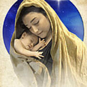 Mary And Jesus Blue 2 Art Print