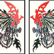 Mech Dragons Collide Art Print
