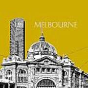 Melbourne Skyline 2 Flinders Street Station - Gold Art Print