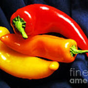 Menage A Trois Peppers I Art Print