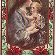 Merry Christmas Virgin And Child Art Print