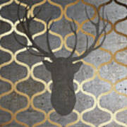 Metallic Deer Nature Art Print