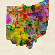 Ohio Watercolor Map Art Print