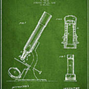 Microscope Patent Drawing From 1865 - Green Art Print