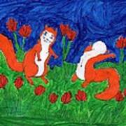 Midsummer Red Squirrels Art Print
