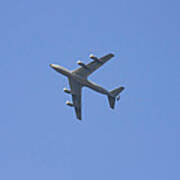Military Tanker Airplane Flying In Blue Sky Art Print