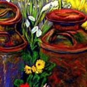 Milk Cans At Flower Show Sold Art Print