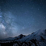 Milky Way Over Mount Rainier Art Print