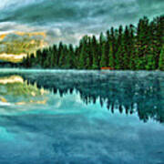 Mist And Moods Of Lake Beauvert Art Print