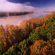 Mist Over The Missouri River Art Print