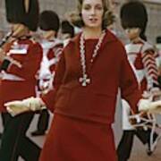 Model Wearing A Wool Outfit At Buckingham Palace Art Print